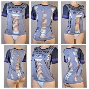 Gray and Purple Women's Cutout Top